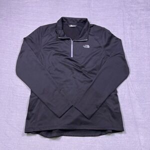 The North Face Womens 1/4 Zip Pullover Fleece Black XL Long Sleeve Thumbholes